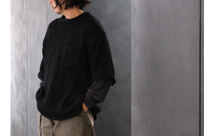 POSTELEGANT / Washi Paper Cotton Hand Knit Pull-Over / Black