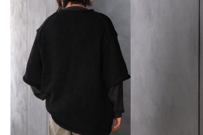 POSTELEGANT / Washi Paper Cotton Hand Knit Pull-Over / Black
