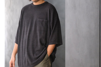 SANMONT　/  26s_SKA0103  Silk Knit Crew Neck Tee /  Chacoal