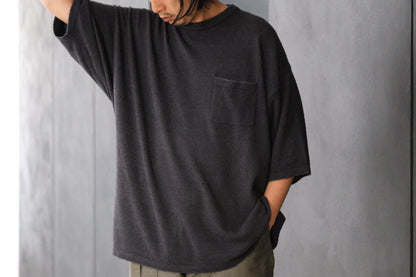 SANMONT　/  26s_SKA0103  Silk Knit Crew Neck Tee /  Chacoal