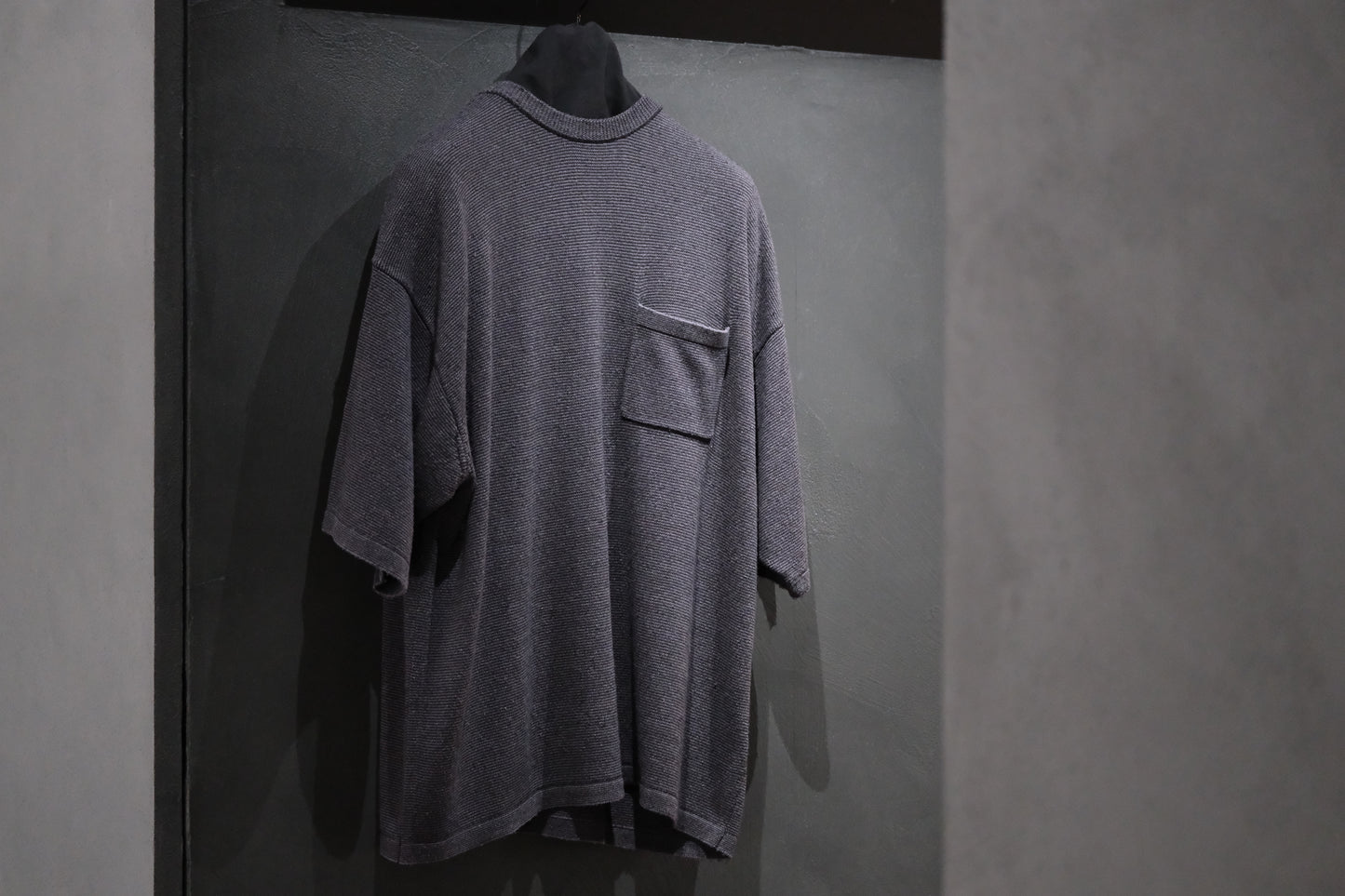 SANMONT　/  26s_SKA0103  Silk Knit Crew Neck Tee /  Chacoal
