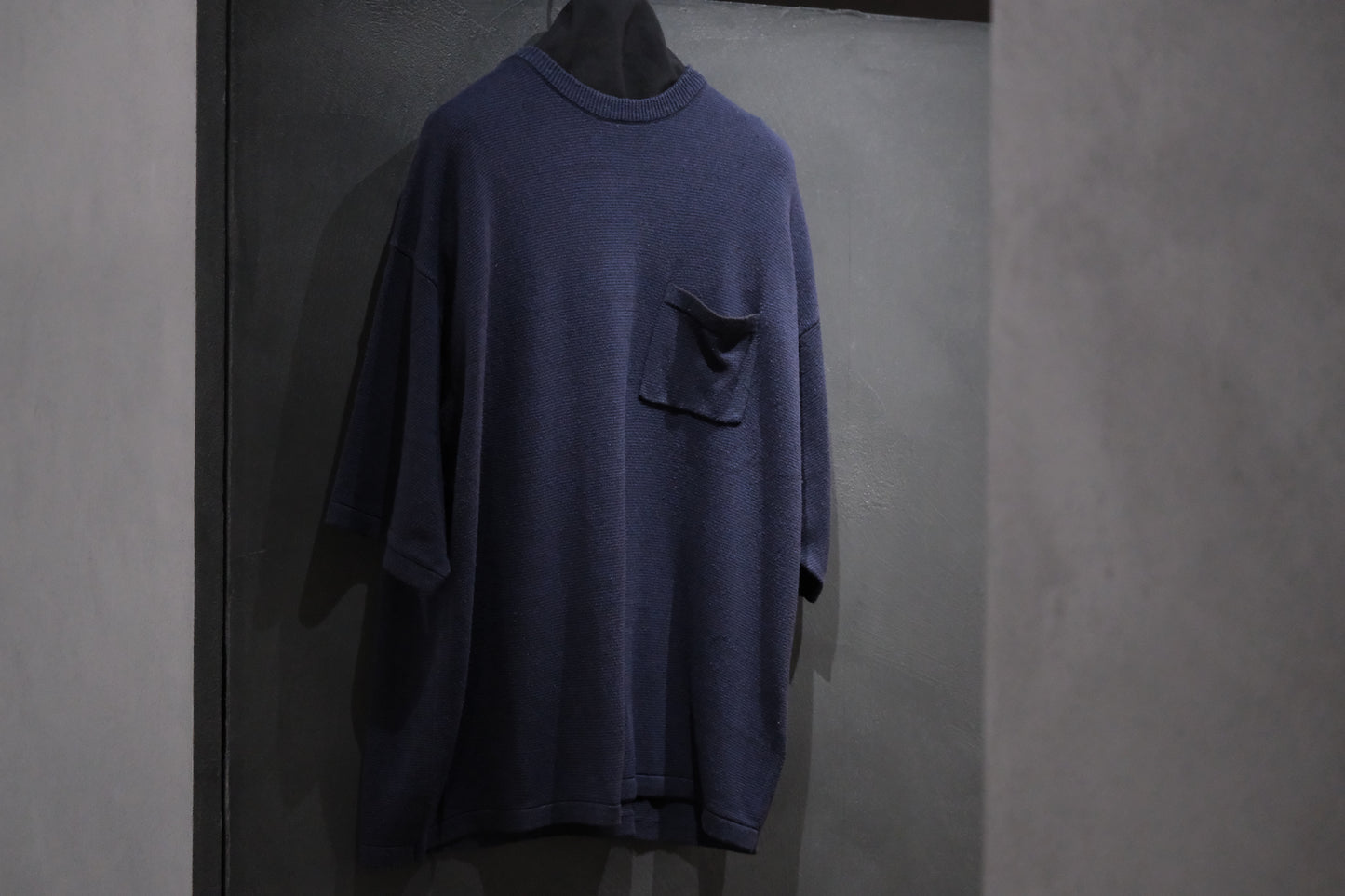 SANMONT　/  26s_SKA0103  Silk Knit Crew Neck Tee /  Navy
