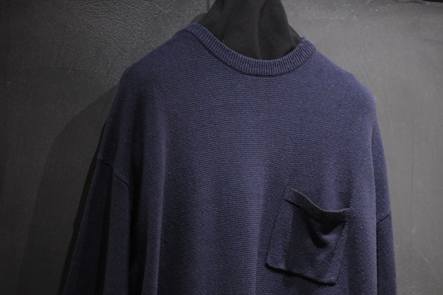 SANMONT　/  26s_SKA0103  Silk Knit Crew Neck Tee /  Navy