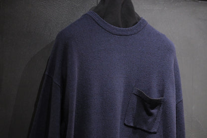 SANMONT　/  26s_SKA0103  Silk Knit Crew Neck Tee /  Navy