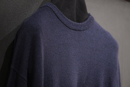 SANMONT　/  26s_SKA0103  Silk Knit Crew Neck Tee /  Navy