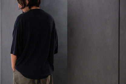 SANMONT　/  26s_SKA0103  Silk Knit Crew Neck Tee /  Navy