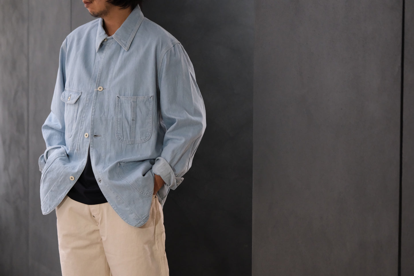 COHERENCE/ JACKSON / 10 oz LOGGER SELVEDGE DENIM / AQUA BLUE