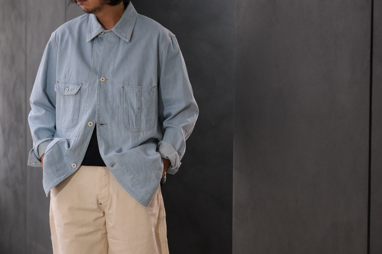 COHERENCE/ JACKSON / 10 oz LOGGER SELVEDGE DENIM / AQUA BLUE