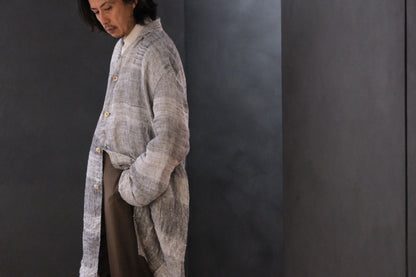 Isabella Stefanelli / (XVI)_Pablo Coat / Fabric 35_E “ On Ecru “ Hand Woven