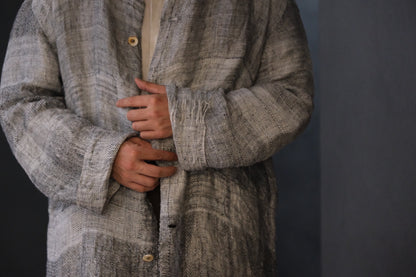 Isabella Stefanelli / (XVI)_Pablo Coat / Fabric 35_E “ On Ecru “ Hand Woven