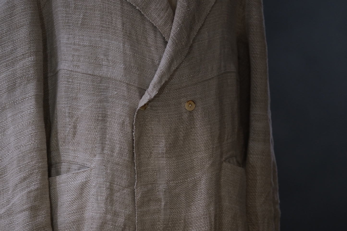 Isabella Stefanelli / (XVI)_James Coat  /  Fabric 34_E “ Lino Tales” Hand Woven