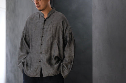 【受注商品】MINIMAL SLOPE / TOP BUTTONLESS SHIRT　(Sample Color : 無染色)