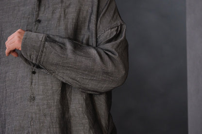 【受注商品】MINIMAL SLOPE / TOP BUTTONLESS SHIRT　(Sample Color : 無染色)