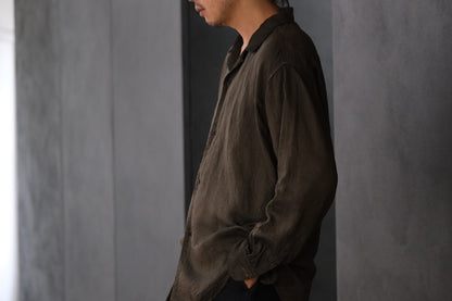 【受注商品】MINIMAL SLOPE / OPEN COLLARD SHIRT　(Sample Color : Drab)