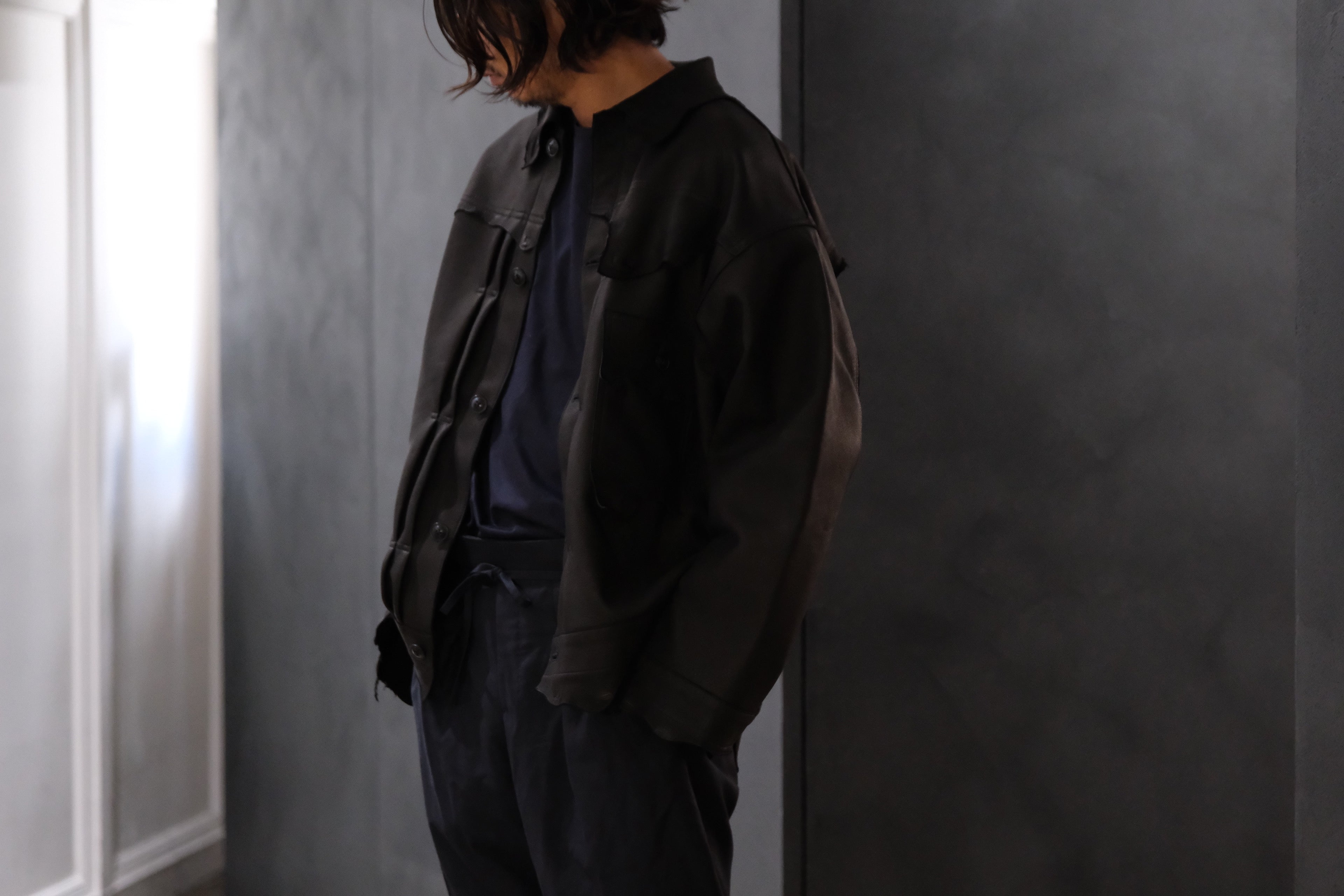 GOODKARMA DEVELOPMENT / Leather Blouse”DAVE” DEERSKIN / (Black