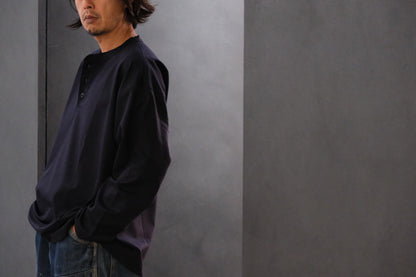 Re:Sarto/COTTON COMPACT JERSEY　3 BUTTON HENLEY OVER TEE　/ NAVY