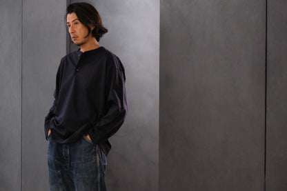 Re:Sarto/COTTON COMPACT JERSEY　3 BUTTON HENLEY OVER TEE　/ NAVY