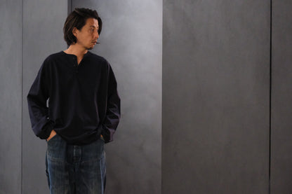 Re:Sarto/COTTON COMPACT JERSEY　3 BUTTON HENLEY OVER TEE　/ NAVY