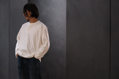 Re:Sarto / COTTON COMPACT JERSEY　3 BUTTON HENLEY OVER TEE　/ WHITE