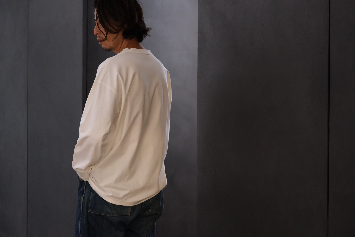 Re:Sarto / COTTON COMPACT JERSEY　3 BUTTON HENLEY OVER TEE　/ WHITE
