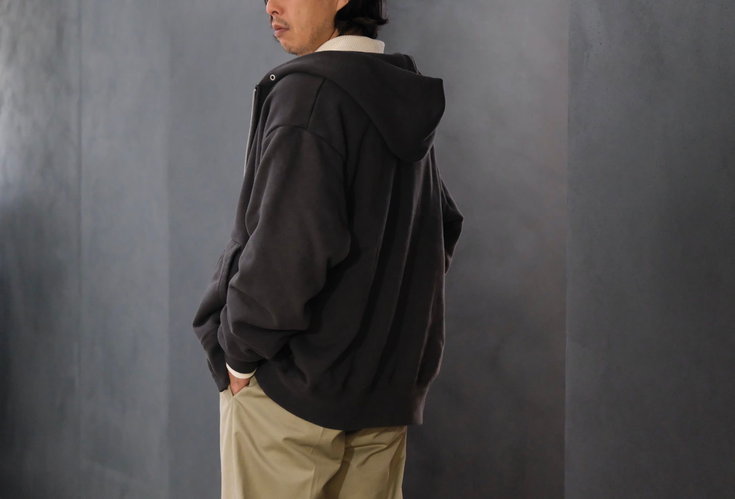 WASEW / TWO FACE ZIP HOODIE (BLACK SUN)