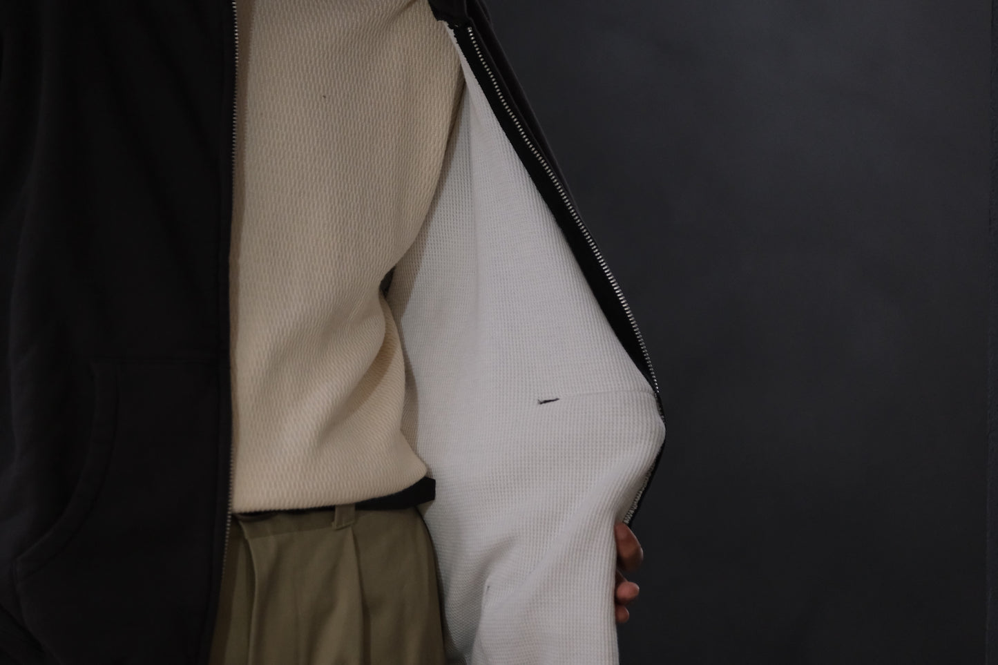 WASEW / TWO FACE ZIP HOODIE (BLACK SUN)