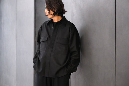 ANTOS/DOUBLE POCKET OVER SHIRT/BLACK