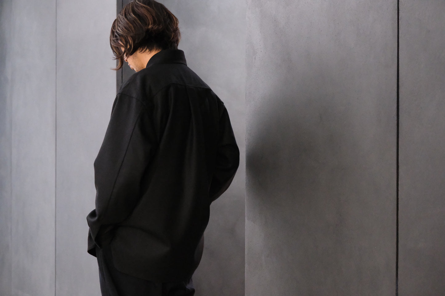 ANTOS/DOUBLE POCKET OVER SHIRT/BLACK