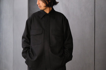 ANTOS/DOUBLE POCKET OVER SHIRT/BLACK