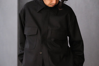 ANTOS/DOUBLE POCKET OVER SHIRT/BLACK