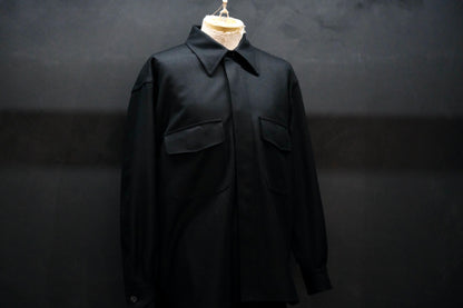 ANTOS/DOUBLE POCKET OVER SHIRT/BLACK