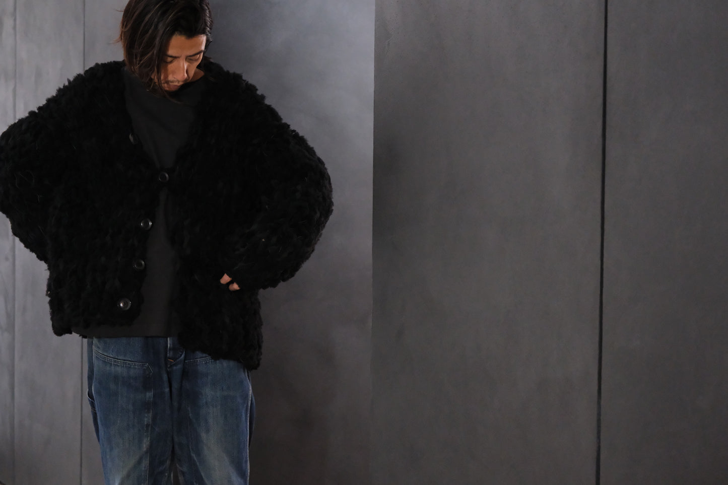 GOOD KARMA DEVELOPMENT/MOUTON CARDIGAN " CHARLIE "/BLACK