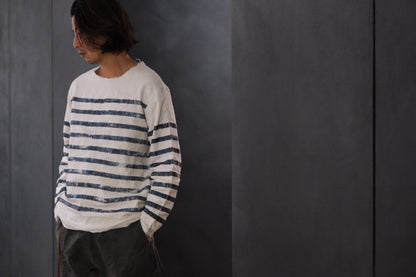 【受注商品】Wright. basque shirts (Indigo Dye & Sumi Dye & Silk needlepunch)