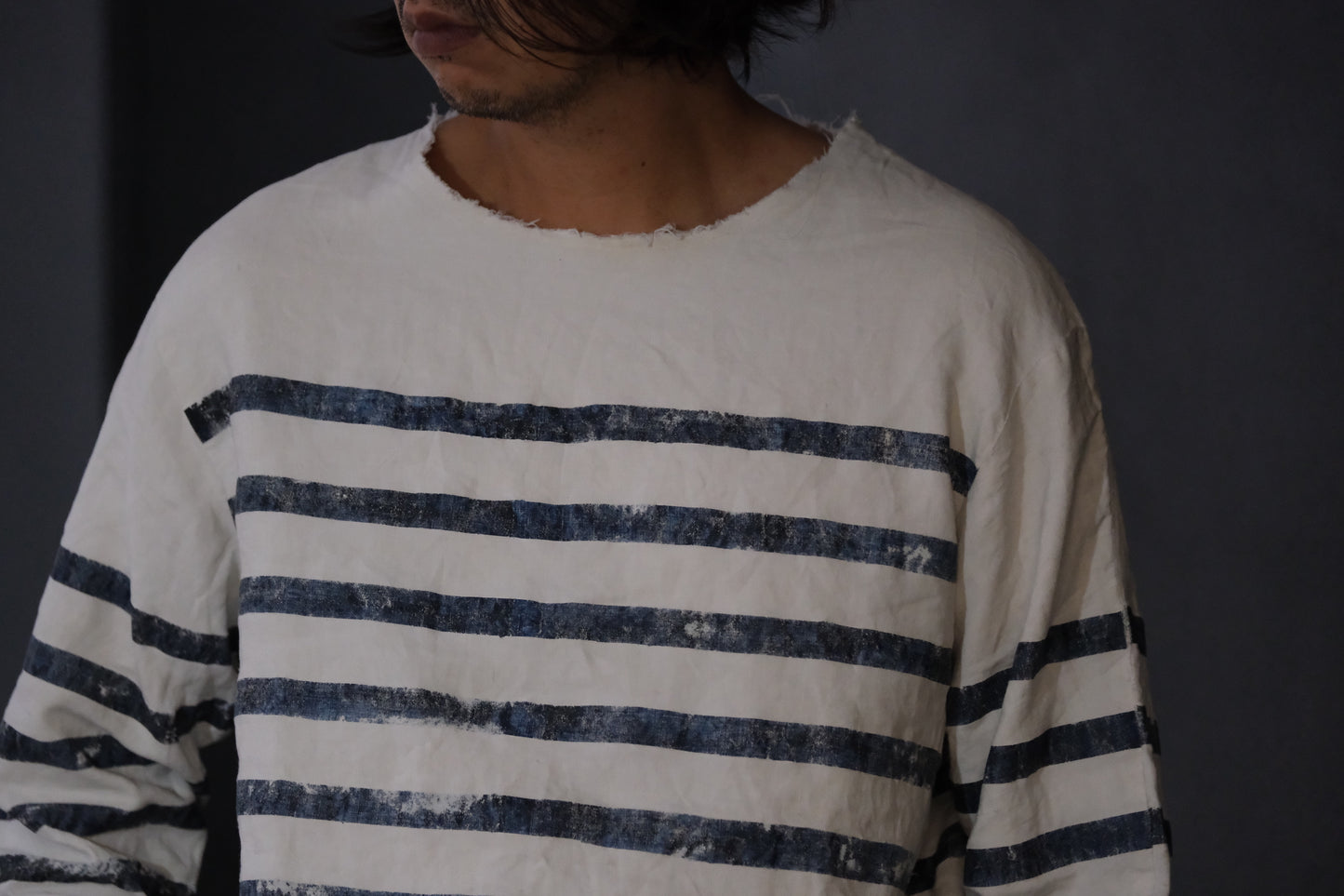 【受注商品】Wright. basque shirts (Indigo Dye & Sumi Dye & Silk needlepunch)