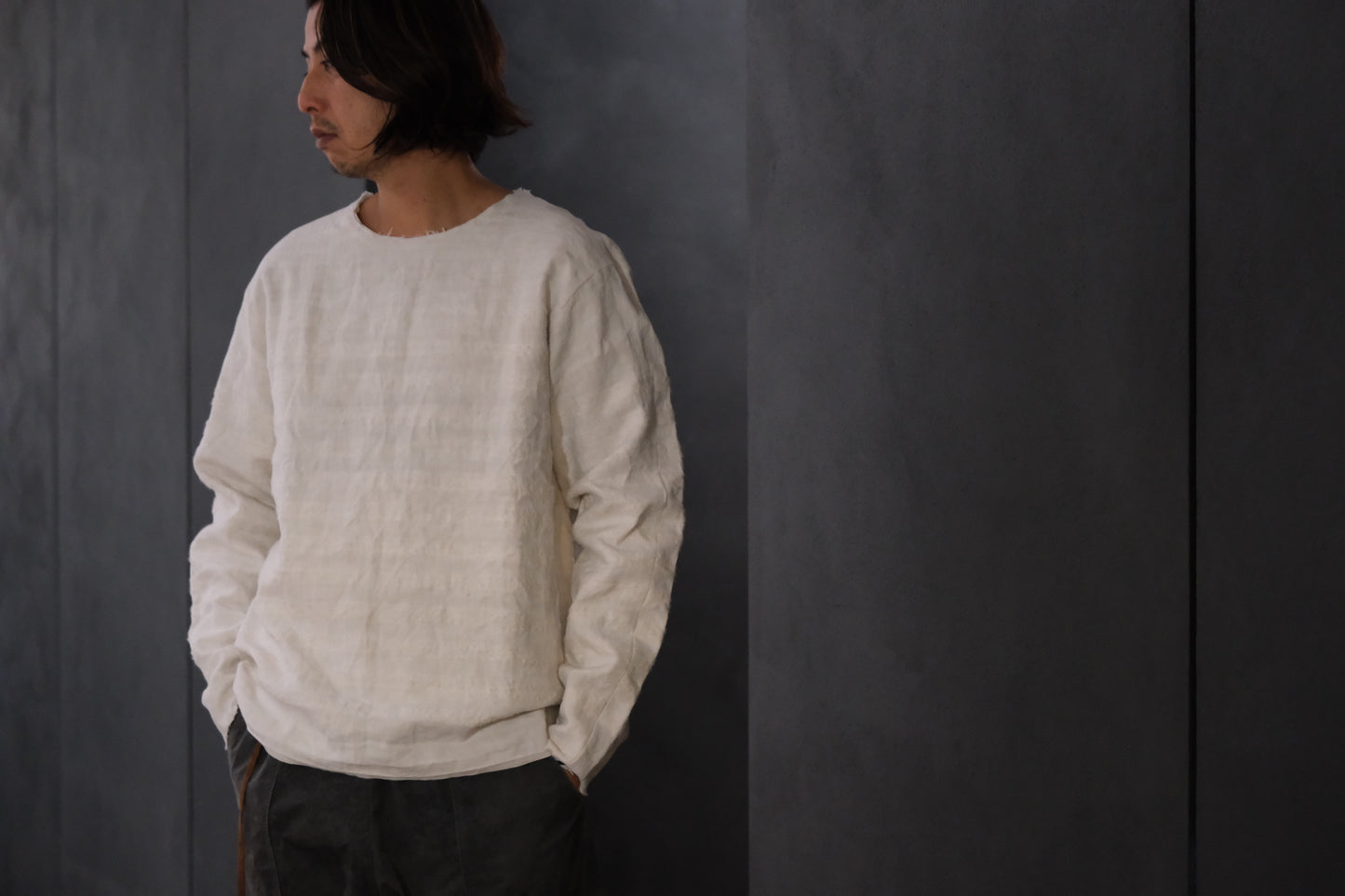 【受注商品】Wright. basque shirts (Indigo Dye & Sumi Dye & Silk needlepunch)