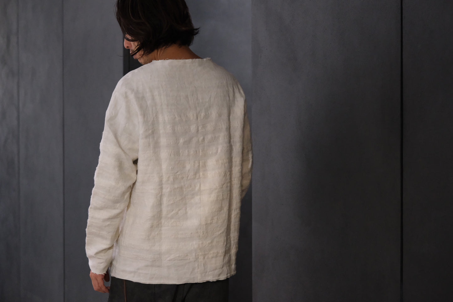 【受注商品】Wright. basque shirts (Indigo Dye & Sumi Dye & Silk needlepunch)