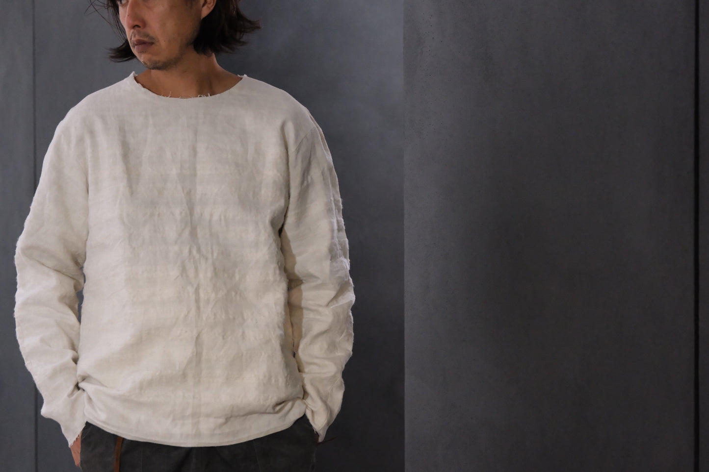 【受注商品】Wright. basque shirts (Indigo Dye & Sumi Dye & Silk needlepunch)