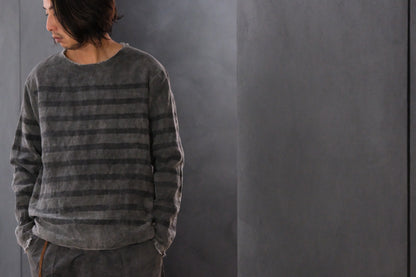 【受注商品】Wright. basque shirts (Indigo Dye & Sumi Dye & Silk needlepunch)