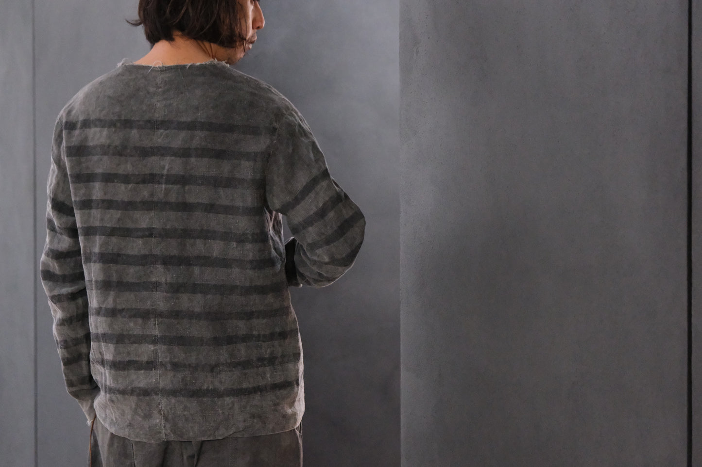 【受注商品】Wright. basque shirts (Indigo Dye & Sumi Dye & Silk needlepunch)