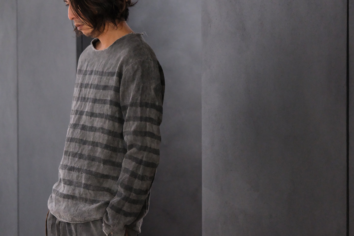 【受注商品】Wright. basque shirts (Indigo Dye & Sumi Dye & Silk needlepunch)