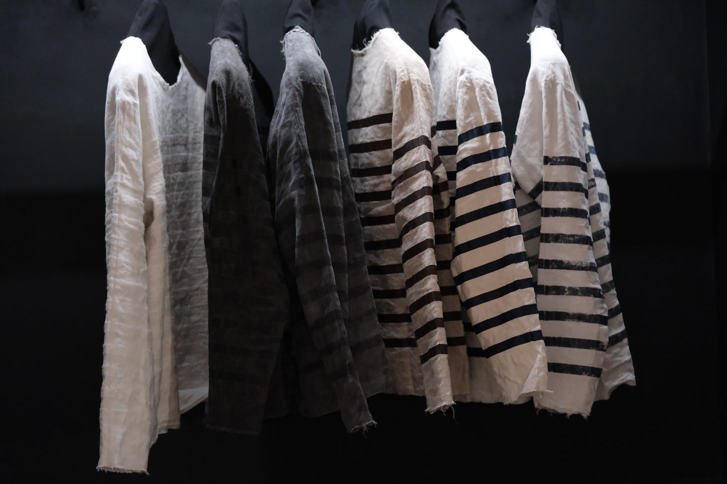 【受注商品】Wright. basque shirts (Indigo Dye & Sumi Dye & Silk needlepunch)