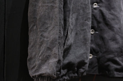 【受注商品】wright. / No-coller coach jacket (Hight density nylon taffeta coating / European vintage linen Sumi ink dye )