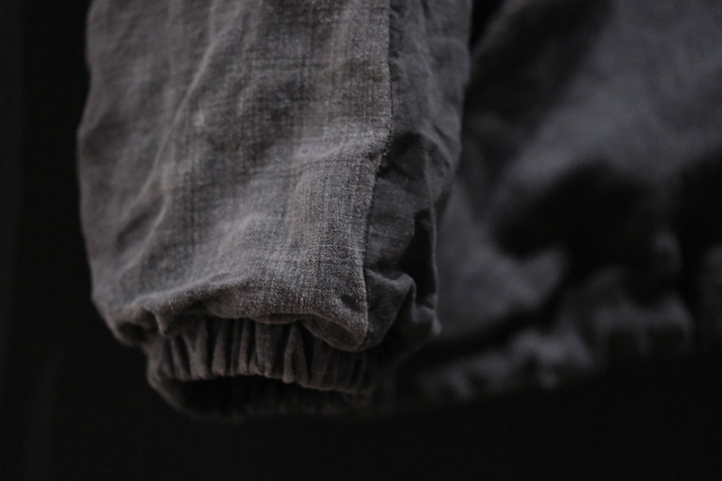 【受注商品】wright. / No-coller coach jacket (Hight density nylon taffeta coating / European vintage linen Sumi ink dye )