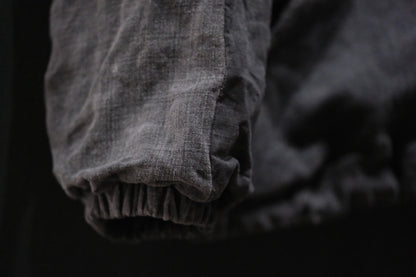 【受注商品】wright. / No-coller coach jacket (Hight density nylon taffeta coating / European vintage linen Sumi ink dye )