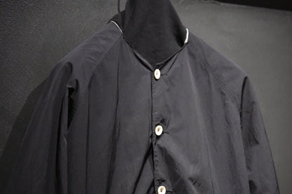 【受注商品】wright. / No-coller coach jacket (Hight density nylon taffeta coating / European vintage linen Sumi ink dye )