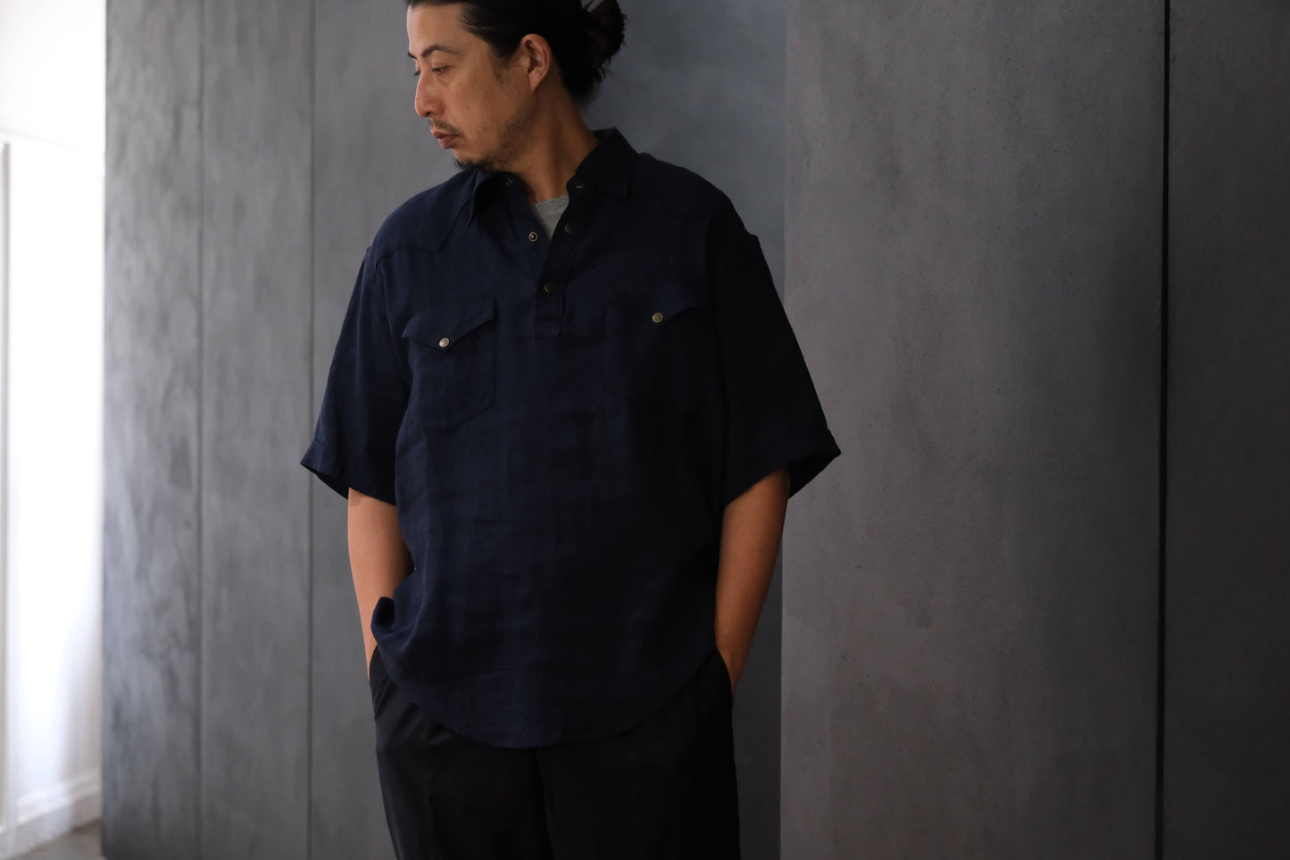 2027SS受注商品 COHÉRENCE/ABIQUIU S/AEROCLOTH LINEN/D.BLUE
