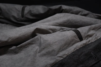【受注商品】wright. / No-coller coach jacket (Hight density nylon taffeta coating / European vintage linen Sumi ink dye )