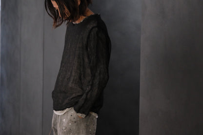 【受注商品】wright./Reversible gauze shirt (High density linen gauze / Organic cotton double gauze)