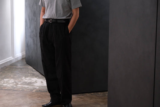 2027SS受注商品COHÉRENCE/NICOLAS/LINEN/COTTON CHEVRON/BLACK