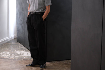 2027SS受注商品COHÉRENCE/NICOLAS/LINEN/COTTON CHEVRON/BLACK